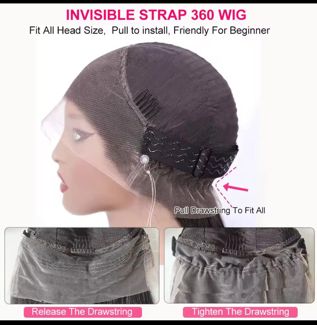 Invisible strap 360 Wig